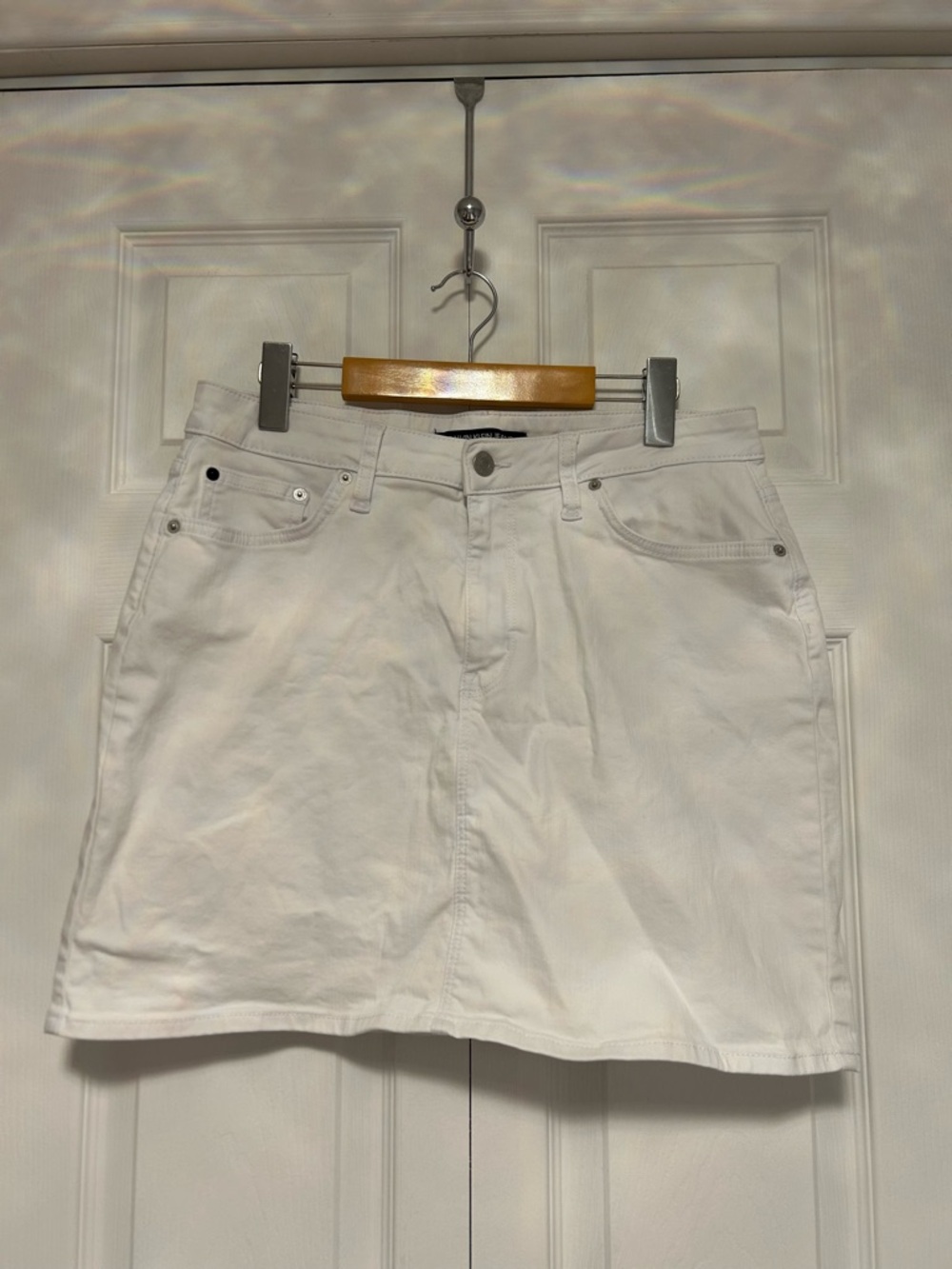 Calvin Klein Jeans White A-Line Denim Mini Skirt
